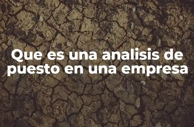 Que es una Analisis de Puesto en una Empresa