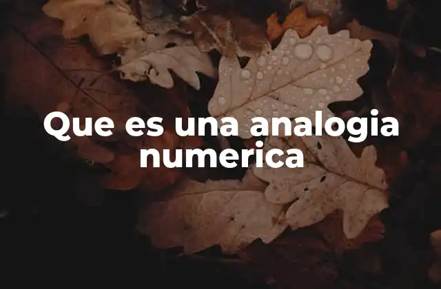Que es una Analogia Numerica