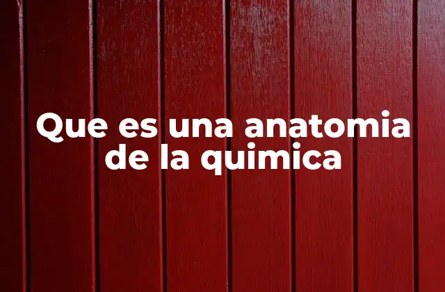 Que es una Anatomia de la Quimica