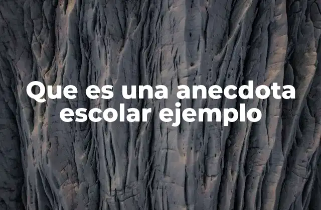 Que es una Anecdota Escolar Ejemplo