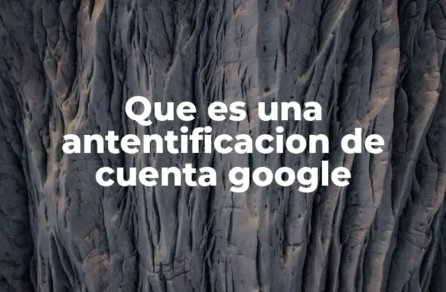 Que es una Antentificacion de Cuenta Google