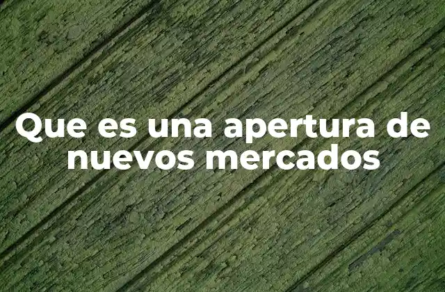 Que es una Apertura de Nuevos Mercados