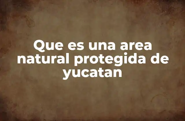 Que es una Area Natural Protegida de Yucatan
