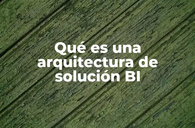 Qué es una Arquitectura de Solución Bi
