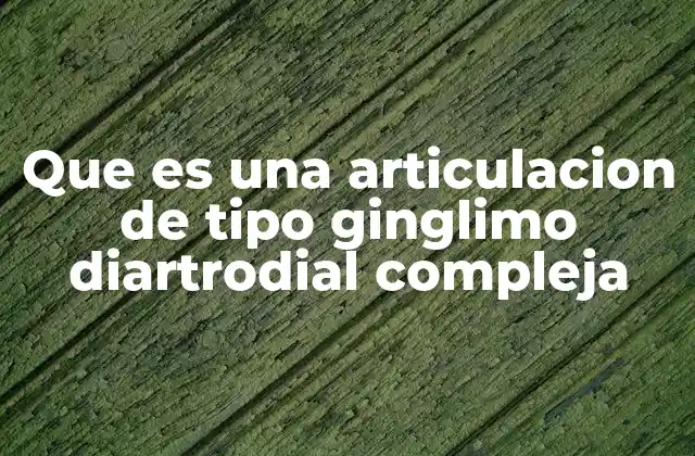 Que es una Articulacion de Tipo Ginglimo Diartrodial Compleja