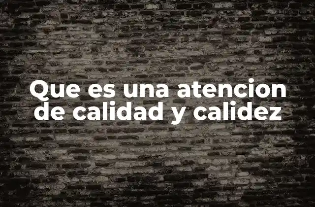 Que es una Atencion de Calidad y Calidez