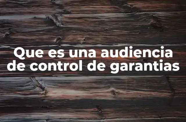 Que es una Audiencia de Control de Garantias