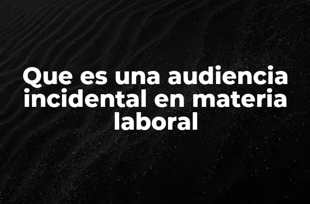 Que es una Audiencia Incidental en Materia Laboral