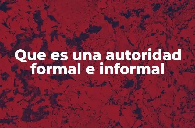 Que es una Autoridad Formal e Informal