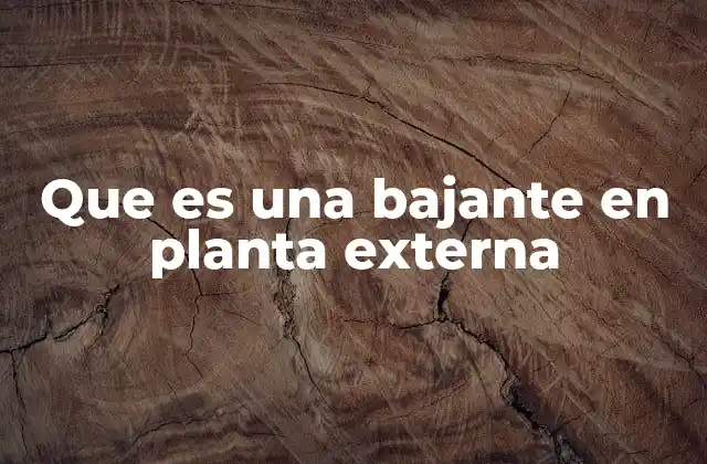 Que es una Bajante en Planta Externa