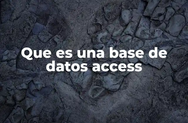 Que es una Base de Datos Access