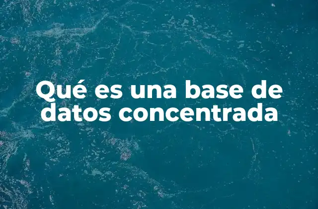 Qué es una Base de Datos Concentrada
