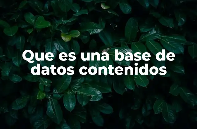 Que es una Base de Datos Contenidos