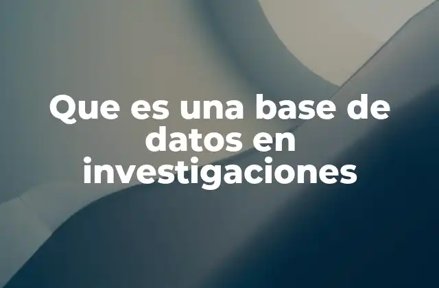 Que es una Base de Datos en Investigaciones