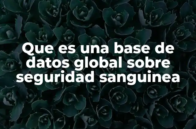 Que es una Base de Datos Global sobre Seguridad Sanguinea 2 El rol de las bases de datos en la gestión sanguínea internacional