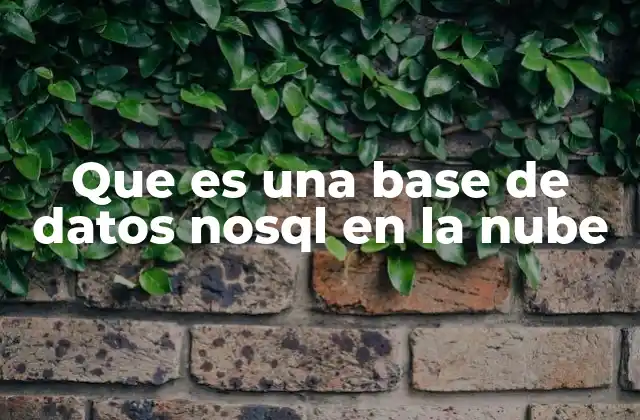 Que es una Base de Datos Nosql en la Nube