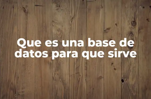Que es una Base de Datos para que Sirve