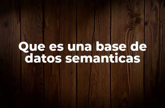 Que es una Base de Datos Semanticas