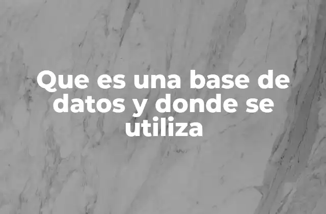 Que es una Base de Datos y Donde Se Utiliza