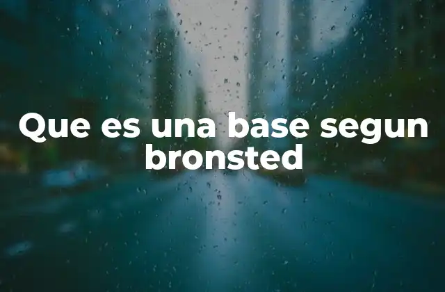 Que es una Base Segun Bronsted