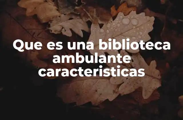 Que es una Biblioteca Ambulante Caracteristicas