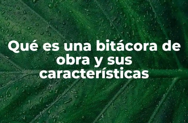 Qué es una Bitácora de Obra y Sus Características
