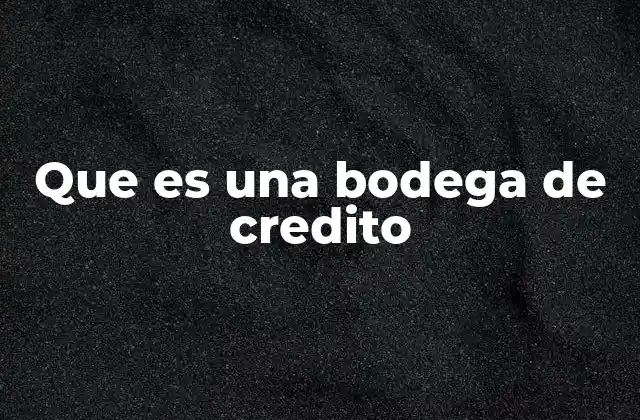 Que es una Bodega de Credito