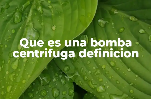 Que es una Bomba Centrifuga Definicion