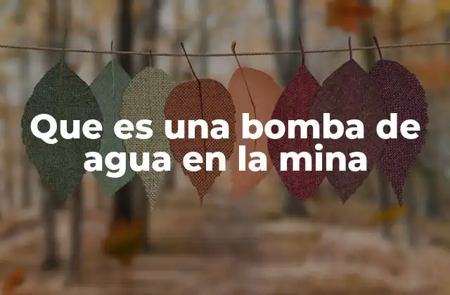 Que es una Bomba de Agua en la Mina