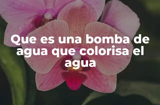 Que es una Bomba de Agua que Colorisa el Agua