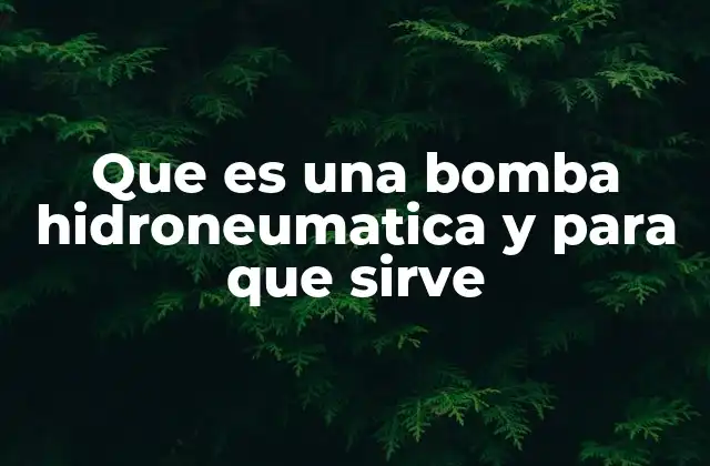 Que es una Bomba Hidroneumatica y para que Sirve