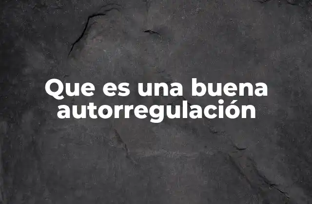 Que es una Buena Autorregulación