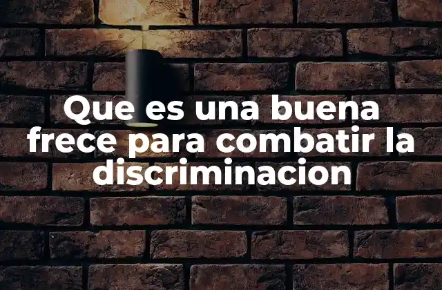 Que es una Buena Frece para Combatir la Discriminacion