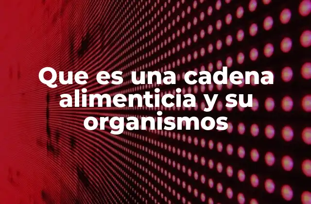 Que es una Cadena Alimenticia y Su Organismos