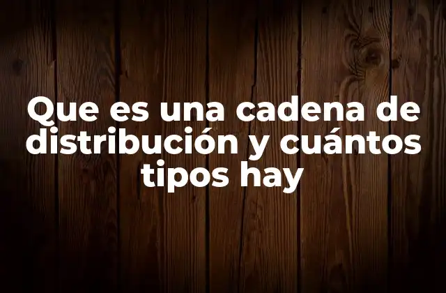 Que es una Cadena de Distribución y Cuántos Tipos Hay