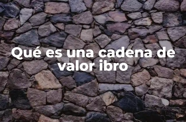 Qué es una Cadena de Valor Ibro