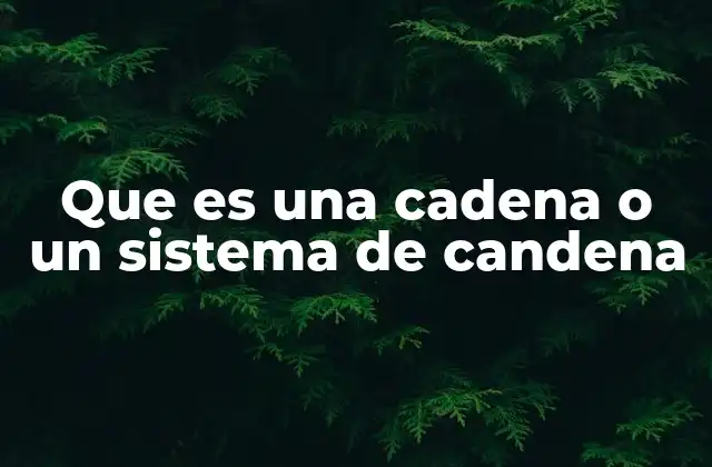 Que es una Cadena o un Sistema de Candena