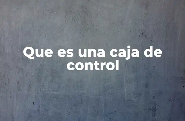 Que es una Caja de Control