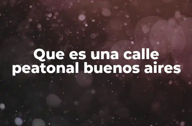 Que es una Calle Peatonal Buenos Aires