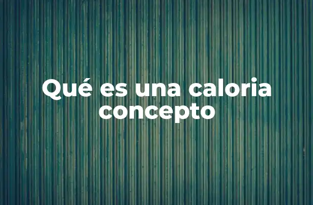 Qué es una Caloria Concepto