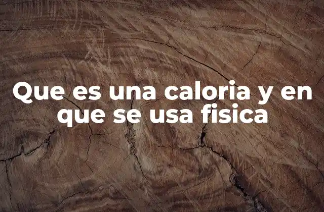 Que es una Caloria y en que Se Usa Fisica