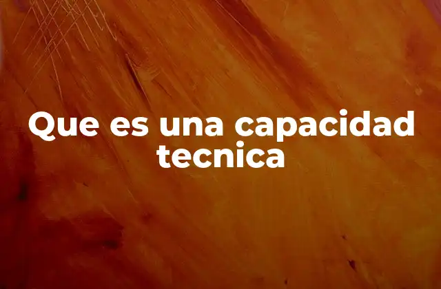 Que es una Capacidad Tecnica