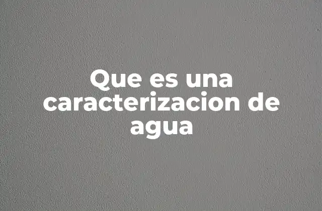 Que es una Caracterizacion de Agua