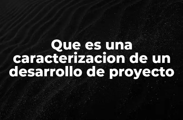 Que es una Caracterizacion de un Desarrollo de Proyecto