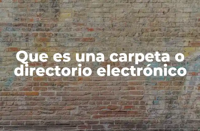 Que es una Carpeta o Directorio Electrónico