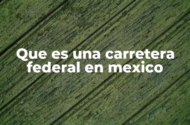 Que es una Carretera Federal en Mexico