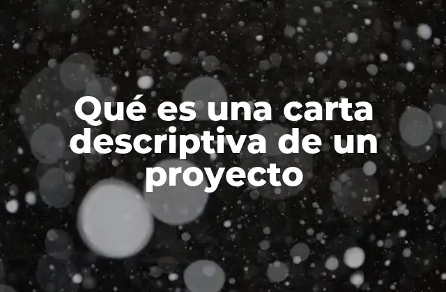 Qué es una Carta Descriptiva de un Proyecto