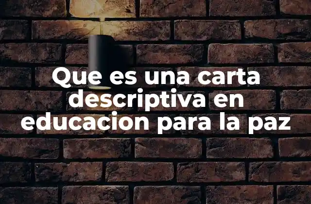 Que es una Carta Descriptiva en Educacion para la Paz