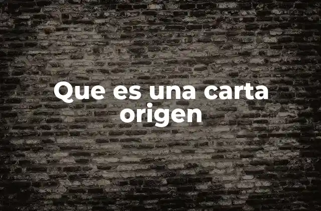 Que es una Carta Origen