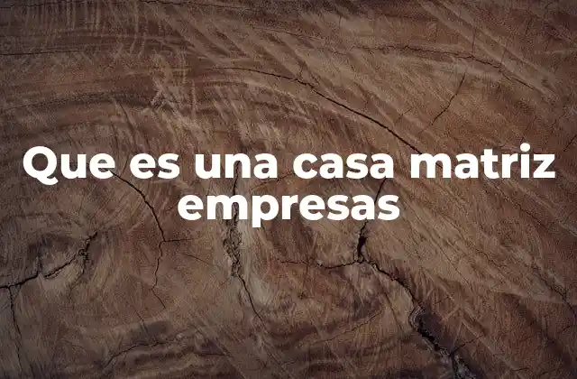 Que es una Casa Matriz Empresas